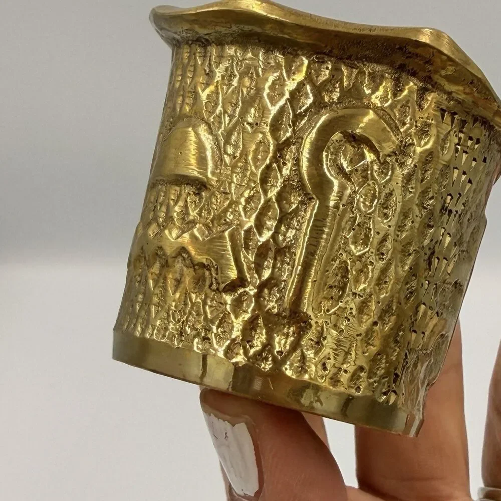 Vintage Marilyn Miglin Pheromone Brass Egyptian Revival Votive Candle Holder